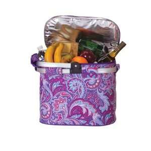  Fancy Space Saving Collapsible Market Tote Cooler   Purple 