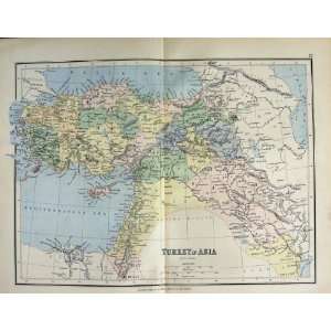   1885 Colour Map Turkey Asia Cyprus Mediterranean Sea
