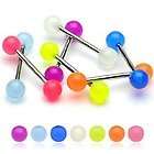   Lot of 6 Glow in the Dark Barbell Tongue Rings 14g 5/8 Night Club