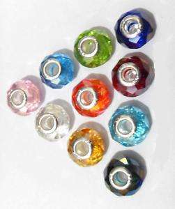 10pc New crystal 925silver bead charm lot fits Bracelet  