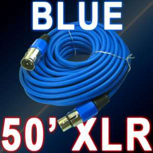 50 ft color blue XLR 3 pin mic microphone cable cord  