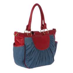 Mia Belle Baby Denim and Cherry Red Diaper Bag  