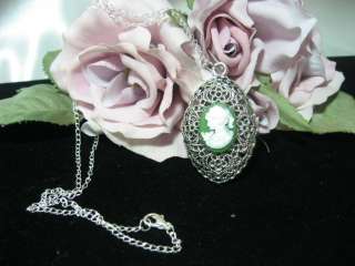 ELEGANT OVAL VICTORIAN CAMEO PENDANT W/ 19 CHAIN ~ 5 COLOR CHOICES 