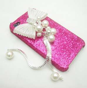 Bling Pearl Big Butterfly Case Cover for Iphone 4 B1  