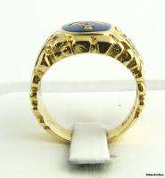 Masonic Blue Lodge Nugget Syn Blue Spinel Ring   10k Yellow Gold 