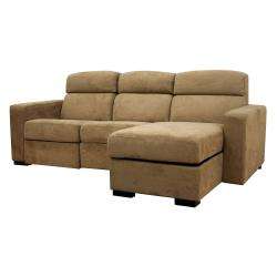 Holcomb Tan Microfiber Storage Chaise and Reclining Sectional 