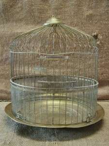 RARE Vintage Brass Bird Cage Old Antique Shabby Decor  