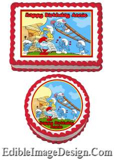 THE SMURFS Edible Birthday Party Cake Image Cupcake Topper Favor 