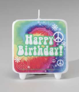 Tie Dye Peace Fun Molded Printed Happy Birthday Cake Candle  