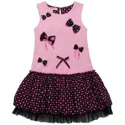 Beetlejuice London Girls Pretty In Pink Polka Dot/Bow Dress 