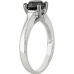 10k White Gold 1ct TDW Black Diamond Ring  