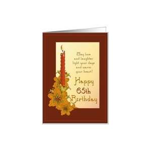  Happy 65th Birthday Tiger Lily and Red Candle Card Toys & Games