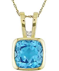14k Gold Blue Topaz Diamond Necklace (Set of 6)  