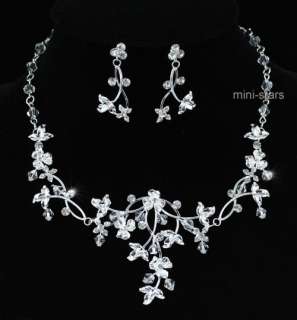 Bridal Wedding Handmade Crystal Necklace Earrings Set AS1210  