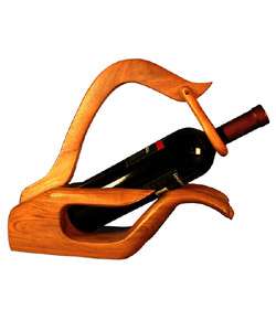 Hand shaped Teak Wood Wine Bottle Holder  