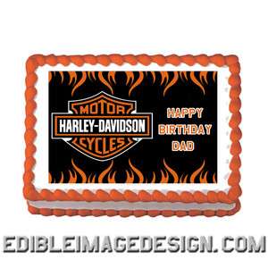 HARLEY DAVIDSON Edible Birthday Party Cake Image Cupcake Topper Favor 