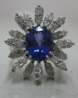 FINE AAA Vintage 3ct Tanzanite 1.50ct Diamond 18k Ring  