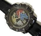 Iced Out Bling Bling Hip Hop Map on Dial Mens Watch Black