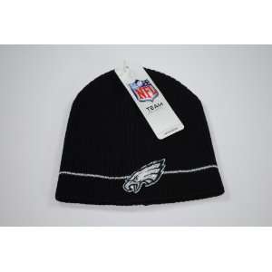   Eagles Black White Stripe Knit Beanie Winter Hat Cap 