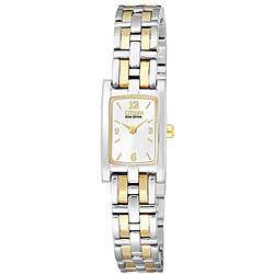 Citizen Womens Eco Drive White Square Dial Two tone Watch   