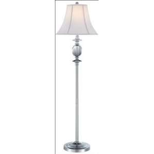   Memphis Floor Lamp with White Fabric Shade, Chrome