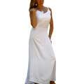 Womens Embroidered/ Sequined White Lined Long Dress (Indonesia)