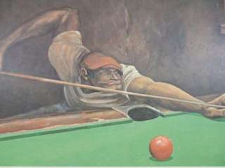 Ernie Barnes Vintage Original Print Jake Man Playing Pool Black 