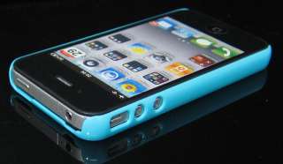   Steel Metallic iphone 4 4S Blue Back Hard Case Cover Bumper  