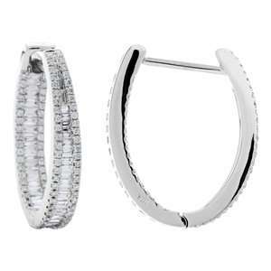   97 Carat 18kt White Gold Diamond In and Out Hoop Earrings Jewelry