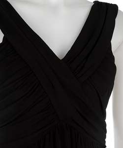 Max & Cleo Cross Front Jersey Long Black Dress  