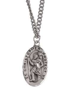 Sterling Silver St. Christopher Medal Necklace  