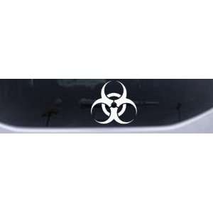 White 20in X 18.7in    Bio Hazard Warning Car Window Wall Laptop Decal 