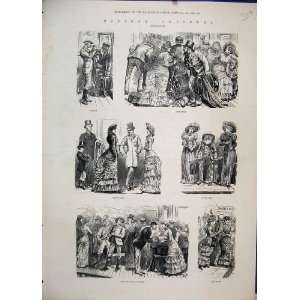   1882 Holiday Sketches Men Woman Romance Antique Print