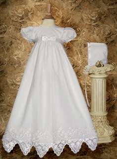 Girls Christening Baptism Gown Embroidered Organza w/Ribbon & Bow Belt 