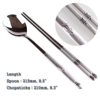 New Design Turtle Sanded Korean Stainless Steel Chopsticks & Spoon Set 