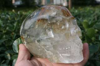 22lb Rare black Tourmaline Quartz Rock Crystal Skull Carving  
