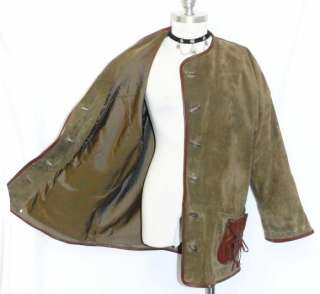 BROWN Women LEATHER German Hunting JACKET Coat 14 16 L  