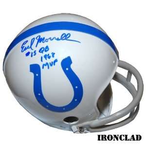  Earl Morrall Signed Mini Helmet   Colts w 1968 MVP Insc 