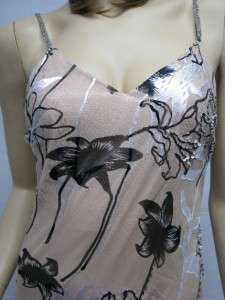 Sue Wong Designer Dress Floral 6 Cocktail Peachy Beige Brown Long gown 
