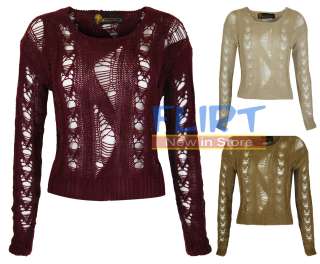   Crochet Jumper Knitwear Top Ladies Crop Knitted Sweater 1size  