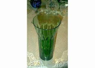 ELEGANT TALL NARROW ROPED FOREST GREEN GLASS PITCHER  