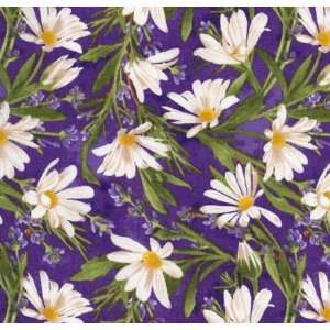 RJR Debbie Beaves Simple Pleasures Daisies on Purple Cotton Fabric 