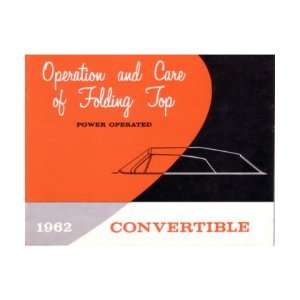    1962 GENERAL MOTORS CONVERTIBLE TOP Owners Manual Automotive