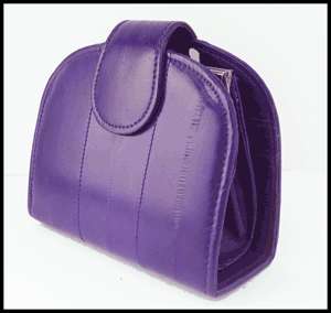 GENUINE EEL SKIN LEATHER WALLET with COIN PURSE Purple  