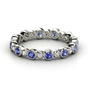 Heartbeat Band, 14K White Gold Ring with Sapphire & White Sapphire