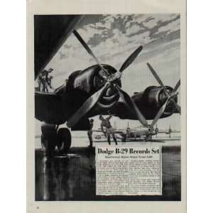   29 Engine Production Records Set  1945 Dodge Defense Ad, A2814