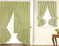 NEW DOUBLE SWAG FABRIC SHOWER &WINDOW CURTAIN   GREEN  
