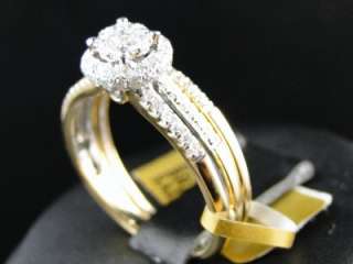   ROUND WHITE GOLD DIAMOND ENGAGEMENT BRIDAL WEDDING RING SET  