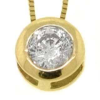   Brilliant Round Cut Diamond Pendant 14KT Yellow Gold Bezel Set  