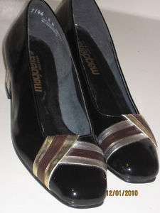 Vintage 1960s 70s Black Gold Silver Shoes Magdesians 6M  